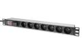 DIGITUS 1U Aluminum PDU rackmountable 7xCEE 7/5 16A Plug 250VAC 50/60Hz switch surge Protection NS