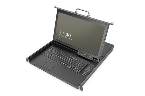DIGITUS Modulare HD LCD KVM Konsole mit 17"" TFT, 16-Port HDMI KVM Anschluss,  Touchpad, deutsche... (DS-72220-7GE)