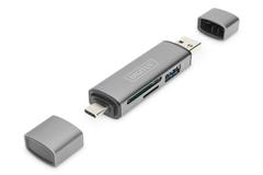 DIGITUS DA-70886 kortläsare USB 3.2 Gen 1 (3.1 Gen 1) Type-A/Type-C Gjuten aluminium