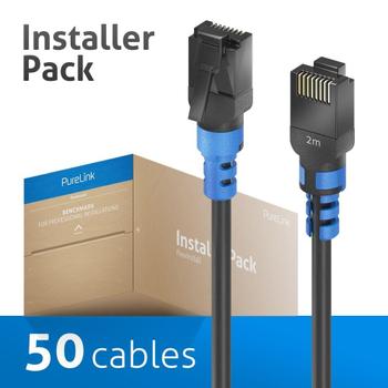 PURELINK FlexInstall Patchcable | Installer Pack 60pcs | Cat 6a | U/UTP | LÃ¥g rÃ¶k/ halogenfri | Flexibel | Svart | 2m (FI-PC100-020-PCK)