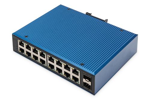 DIGITUS Industrial 16+2 -Port Gigabit Ethernet Switch Unmanaged. 16 RJ45 Ports 10/ 100/ 1000 Mbits (DN-651138)