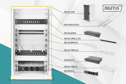 DIGITUS 10 inch network bundle incl. 12U cabinet grey and various components IN (DN-10-SET-3)