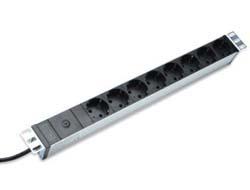DIGITUS 1U ALUMINUM PDU 10A PLUG 250VAC 50/60HZ 8XOUTLET CPNT (DN-95410)