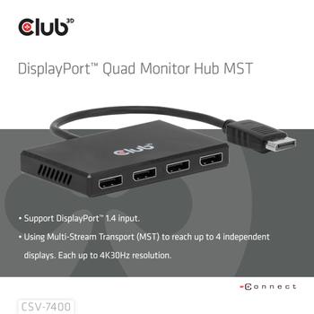 CLUB 3D Quad DisplayportT Hub - 4 X  (CSV-7400)