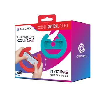 Oniverse Nintendo Switch klassiske Joy-Con ratt (rød/blå) 2-i-1 pakke med 2 racerratt for Nintendo Switch Joy-Cons (ONIWHL2-SWI-BR)