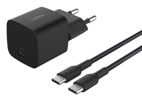 BELKIN 25W USB PD Wall Chrg w PPS BLK w/1m C-C (WCA012KQ1MBK-B6)