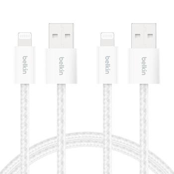BELKIN A-LTG Cbl BRAIDED SOFT 1.5m WHT/WHT 2PK (BBD012HQ05WH2PK)