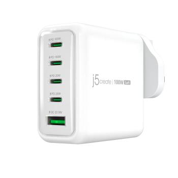 J5 CREATE 100W GAN USB-C 5-PORT CHARGER   CHAR (JUP53100EF-N)