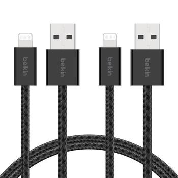 BELKIN A-LTG Cbl BRAIDED SOFT 1.5m BLK/BLK 2PK (BBD012HQ05BK2PK)