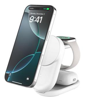 BELKIN UltraCharge 25w Qi2 3in1 Magnetic Charger, EU, White, Round (WIZ037KQWH)