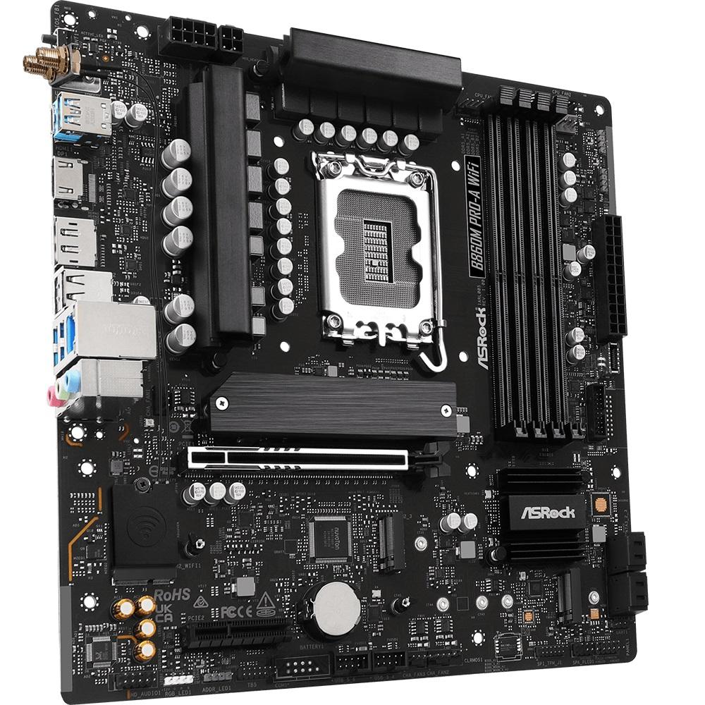 ASRock - B860M Pro-A WiFi Hovedkort LGA 1851, micro ATX, B860, DDR5, 1x PCIe 5.0, 3x M.2