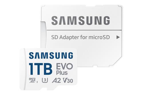 SAMSUNG EVO Plus microSDXC 1TB +SD adapter UHS-I U3 Full HD & 4K UHD up to 160MB/s transfer speed memory card 2024 (MB-MC1T0SA/EU)