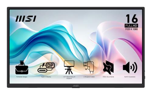 MSI 16" portable skärm PRO MP165 E6 1920x1080 IPS, 4ms, 800:1, USB-C (PRO MP165 E6)