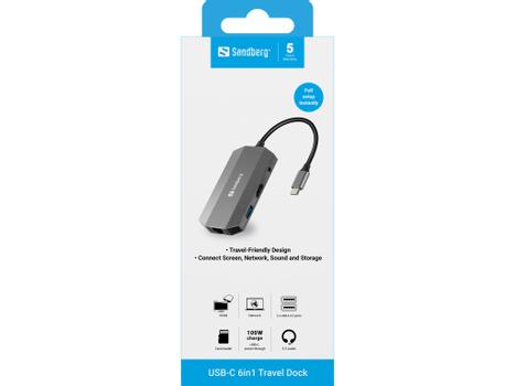 SANDBERG USB-C 6in1 Travel Dock (136-33)