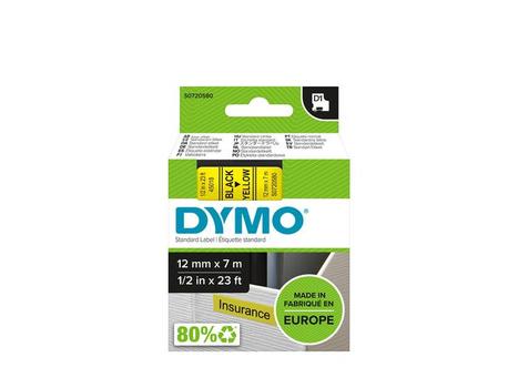 DYMO D1 12mm, Sort/Gul (S0720580 $DEL)