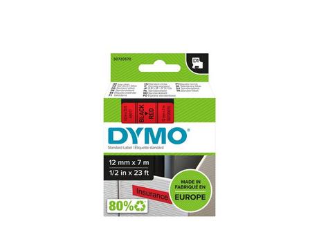 DYMO D1 12mm 1pk, Sort/Rod (S0720570)