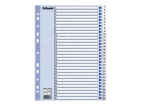 ESSELTE Register ESSELTE A4 plast 1-31 blå/hvit (100139)