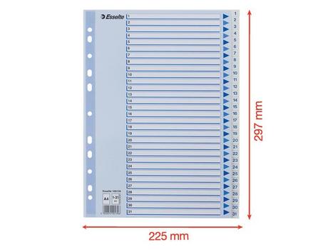ESSELTE Register ESSELTE A4 plast 1-31 blå/hvit (100139)