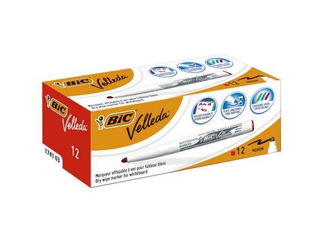 BIC Whiteboardpenn BIC Velleda 1741 rund rød (9581691*12)