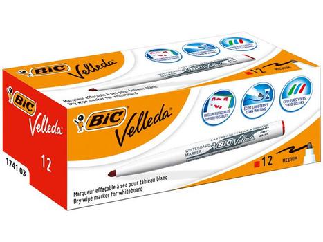 BIC Whiteboardpenn BIC Velleda 1741 rund rød (9581691*12)