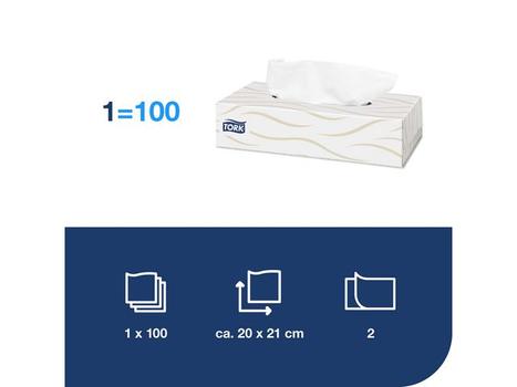 TORK Ansigtsserviet Tork 2-lags 21, 5x20, 5cm Hvid Pk/100 (140280)