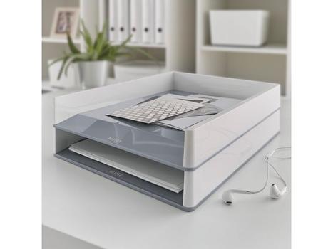 LEITZ WOW Brievenbakje Duokleur A4 Wit, Grijs 26,7 x 33,6 x 4,9 cm (53611001)