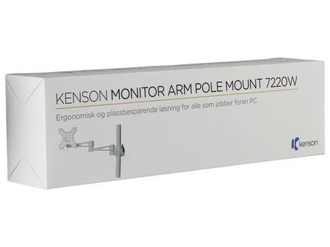 KENSON Bordfeste Enkel Arm Singel , Hvit , m/ Klemmefeste (10041WH)