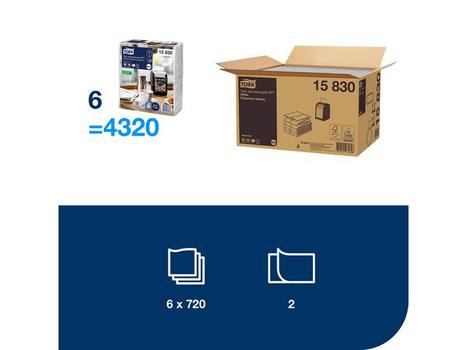 TORK 15830 Xpressnap Fit servietter N14 hvid 720stk (15830*6)