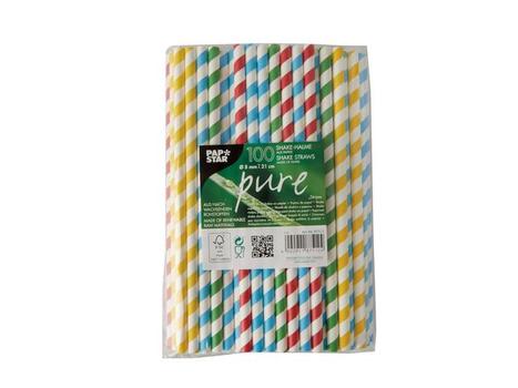 PAPSTAR Sugerør PAPSTAR 21cm assortert (100) (87512)