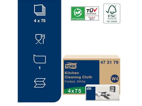 TORK Premium Aftørringsklude W Hvid 41.5x35.5cm (473179)