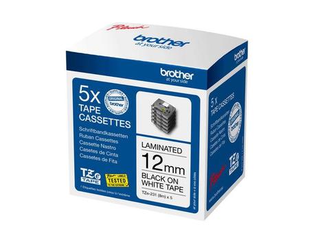 BROTHER Pack de 5 rubans TZe231 12mm Noir sur f (TZE231M5)