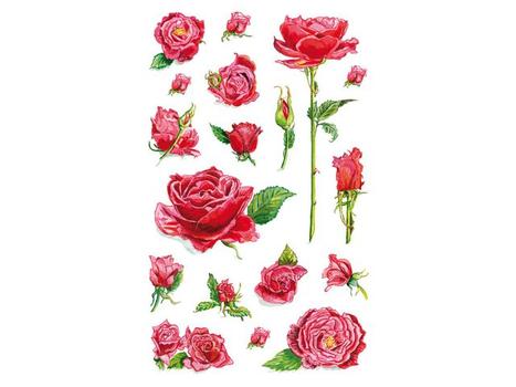 Z-Design Etikett AVERY dekor røde roser (3) (54337*10)