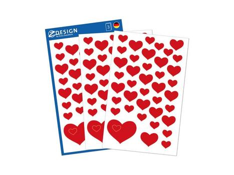 Z-Design Etikett AVERY dekor røde hjerter (3) (4371*10)