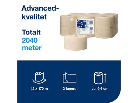 TORK Toiletpapir Tork jumbo mini brun natur T2 170m 12 rle (120377)