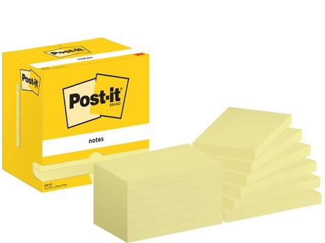 POST-IT notes blok 76x127mm gul 12 blk (7100290165)