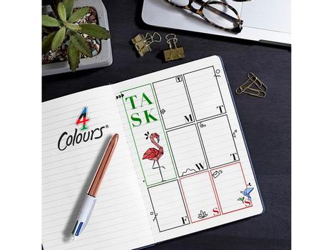 BIC Kulepenn BIC 4 farger Shine M rosegull (504894*12)