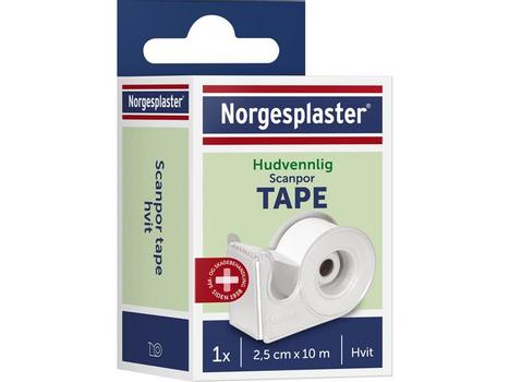 Norgesplaster Tape Scanpor m/disp. 2,5cmx10m hvit (451143002*10)