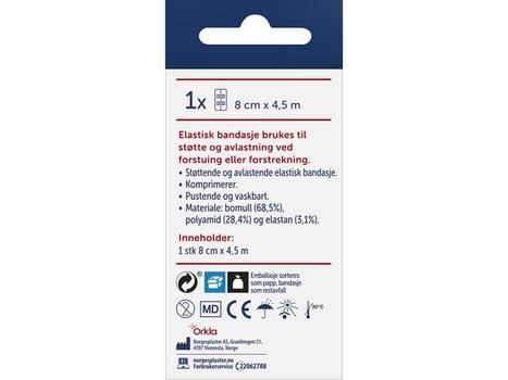 Norgesplaster Bandasje NORGESPLASTER Elastisk 8cmx4,5m (451143016)