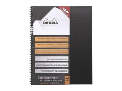 RHODIA Spiralbok RHODIA Active A4+ rutet sort (191301C*5)