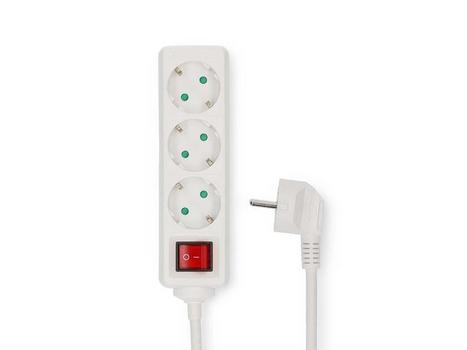 NEDIS Forgrener NEDIS 3-veis m/bryter 5m hvit (ESOC350F2WT)