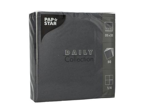 PAPSTAR Serviett DAILY 2L 32x32cm sort (50) (89635)