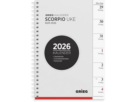 GRIEG Ukekalender GRIEG Scorpio A5 2026 refill (98111026)