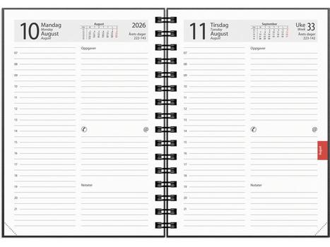 GRIEG Dagbok GRIEG Time A5 spiral 2026 sort (98125926)