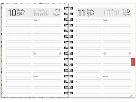 GRIEG Dagbok GRIEG Time A5 spiral 2026 blomst (98125726)