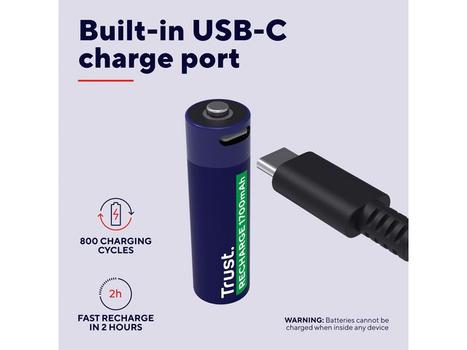 Trust USB-C oppladbare AA-batterier (4) (25631)