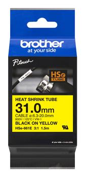 BROTHER HSe-661E Heat Shrink Tube Black on Yellow 31.0mm (HSE661E)