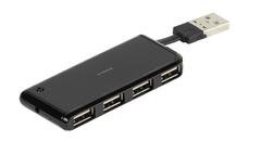 VIVANCO USB 2.0 hub 4-port passive compact with integrated cable