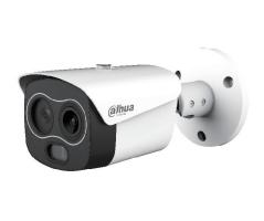 DAHUA Bi-spektrum termisk og optisk bullet kamera 256x192p/ 4MP,  3 mm termisk/4 mm optik, IR op til 30 m, PoE, IP67. (TPC-BF1241-B3F4-DW-S8)