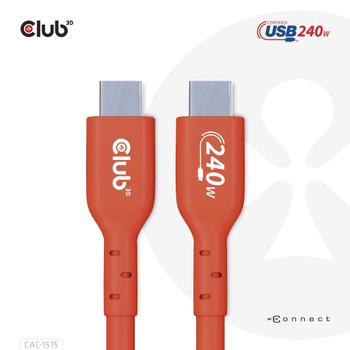 CLUB 3D USB2 Type-C Bi-Directional USB-IF Certified Cable Data 480Mb PD 240W 48V/5A EPR M/M 4m/13.13 ft (CAC-1515)