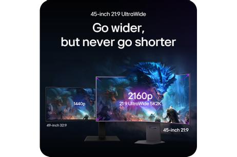 LG 45" UltraGear OLED GX9 21:9 5K2K (5120x2160),  Curved 800R, 0.03ms, 165Hz, DisplayPort 2.1 (45GX950A-B)